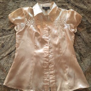 Cream silk like dress shirt